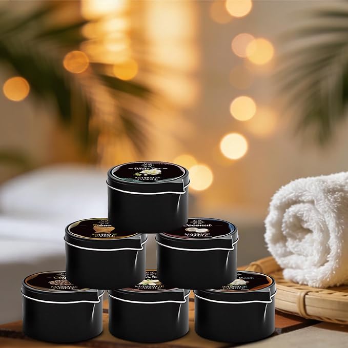 6 Pack Massage Candle Set, Low Temp Scented Massage Oil Candles, Soy & Coconut Oil Based Candles for Home Spa Relaxation