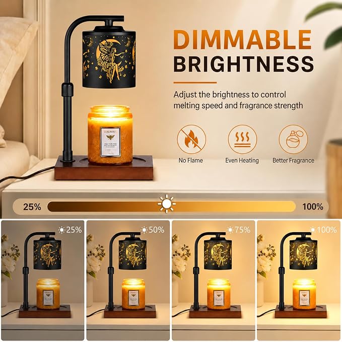 Candle Warmer Lamp with Adjustable Height Dimmable for New Home Decor Electric Candle Warmer for Jar Candles Birthday Gifts for Women Mom(Moon)