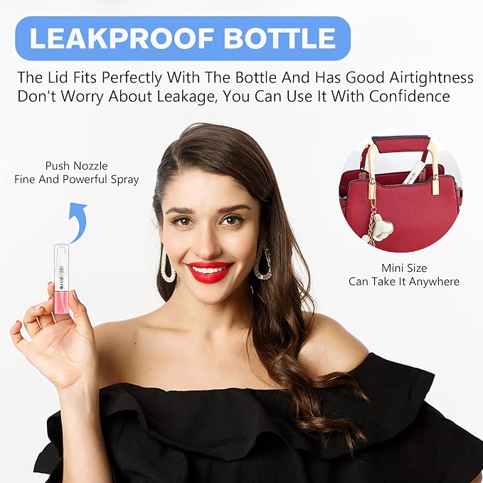 Mini Spray Bottle, Clear Plastic Empty Sample Containers, Fine Mist Perfume Travel Refillable Spray Bottle Perfume Atomizer Small Portable Bottle for Cleaning, Travel, Essential Oils (60, 2ml)