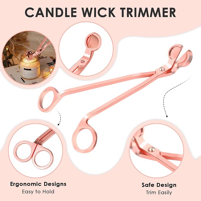 5 in 1 Candle Accessory Set,Candle Wick Trimmer Cutter Set,Candle Wick Dipper,Candle Wick Snuffer,Rechargeable Candle Lighter,Tweezers,Stainless Steel Candle Care Kit Gift for Aromatherapy