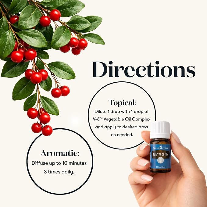 Young Living Wintergreen Premium Essential Oil | 15ml | Refreshing & Uplifting Aroma for Diffuser or Topical Use | Ideal for Massage & Home Aromatherapy | Premium Quality Oils