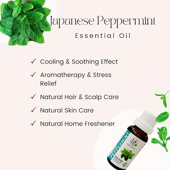 Hami’s Garden Japanese Peppermint Essential Oil – 100% Pure and Natural – Premium Grade with Glass Dropper – 0.68 fl Oz/20 mL