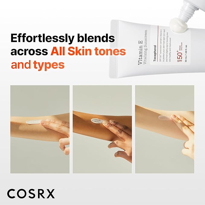 COSRX Vitamin E Sunscreen 2 Pack, Natural Glow Face Sunscreen for Oily Skin SPF 50, Lightweight, Non-Sticky, No White Cast, Beach Essentials, Summer Travel Essentials, Korean Skincare,1.69 fl oz