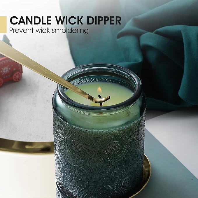 PATOISE 3 in 1 Candle Snuffer Set, Candle Wick Trimmer Cutter Mini, Candle Accessory, Candle Wick Dipper, for Candle Aromatherapy Lovers(3PCS Gold)