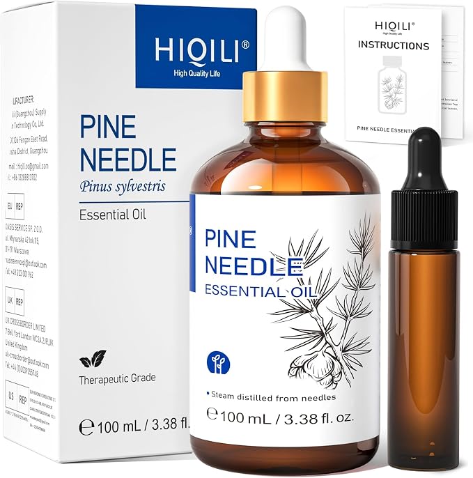 HIQILI 100ML Pine Needle Essential Oil, Premium Quality, for Diffuser, Skin, Candle Making - 3.38 Fl Oz