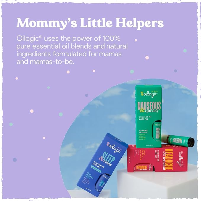 Oilogic Roll-On Essential Oils Set for Pregnant Women - 100% Pure Essential Oil Roller for Pregnancy - Sleep, Comfort, & Wellness Blends Safe for Pregnant Moms, 0.3 Fl Oz (Pack of 3)