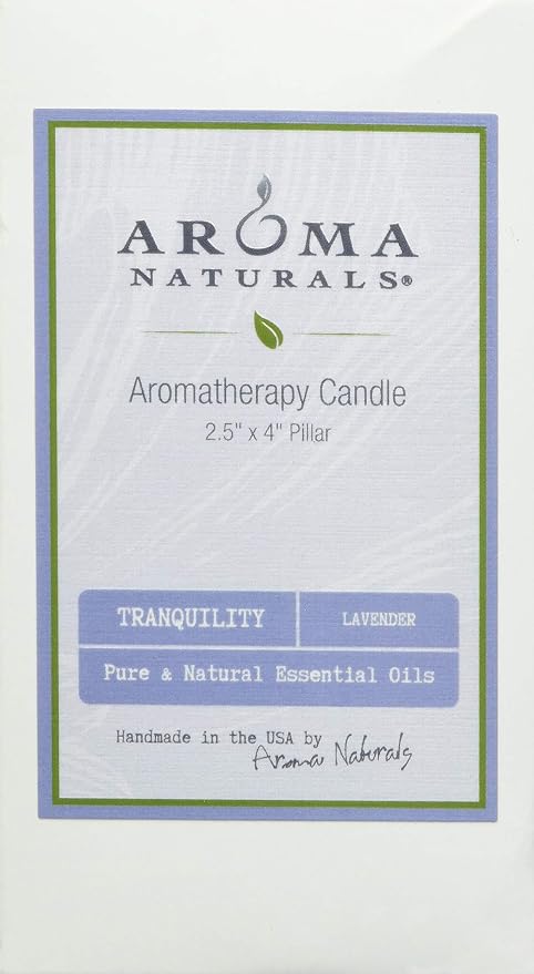 Aroma Naturals Essential Oil Tranquility Pillar Candle, 2.5" x 4", Lavender, 11 Ounce