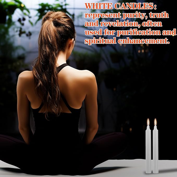 Kunrsug 24 Pack White Spell Chime Candles – Premium Mini Unscented Taper Candles for Rituals, Prayer, Birthdays, Meditation, Altar, Spells, Chime Candles - 4 Inch Tall - Ideal for Witches