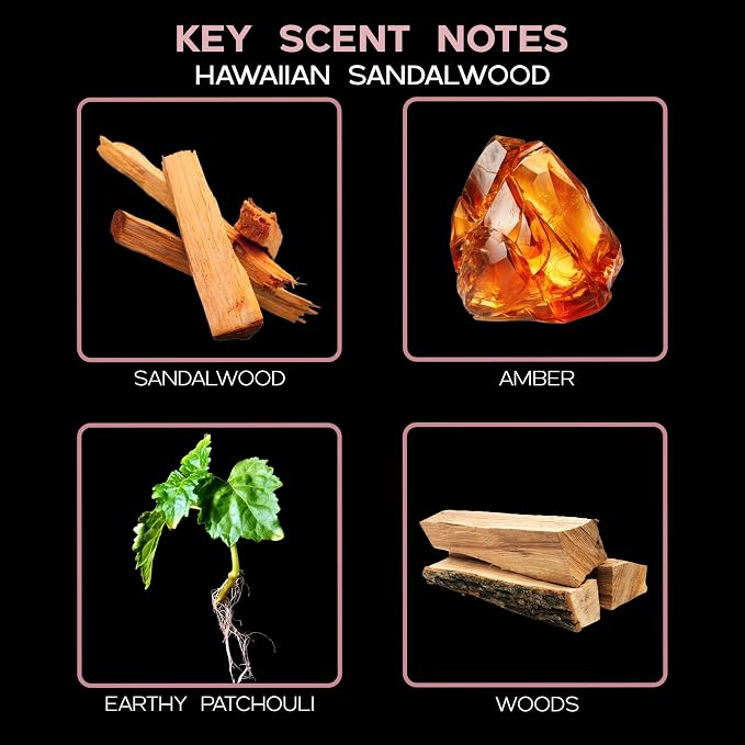 Reed Diffuser Set, Hawaiian Sandalwood Scented Oil Diffuser with Sticks, Home Fragrance Accessories for Bathroom Shelf Decor, Aroma Diffusers for Home or Office Fall Decor, USA Made