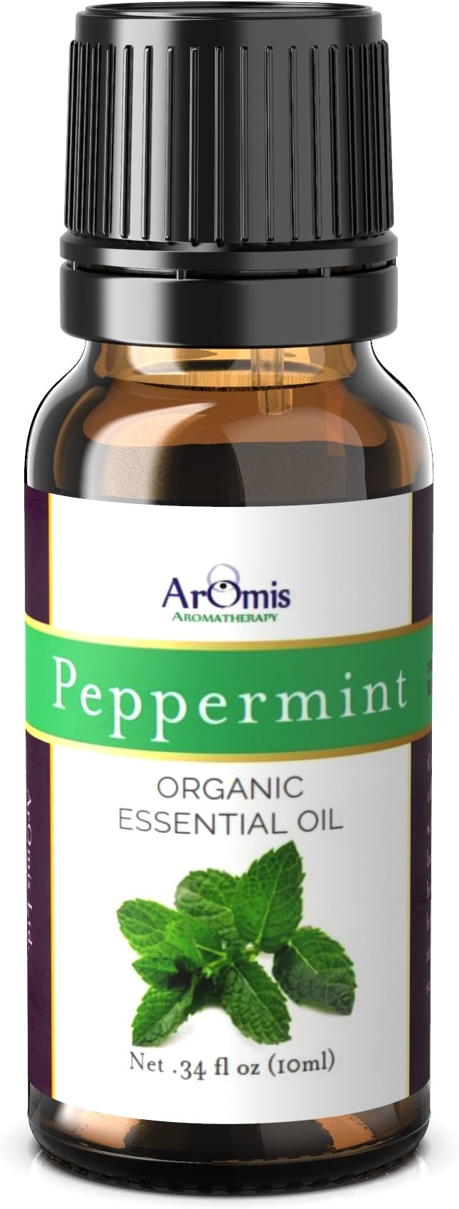 ArOmis Organic Peppermint Essential Oil - 100% Pure Therapeutic Grade - Undiluted, Premium Oil - 150 Micron Filtered, Perfect for Aromatherapy Diffusers (10ml / .34 fl oz)