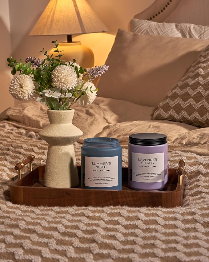 M&SENSE Summer's Night Scented Candles for Home, 19.4oz Large Natural Organic Soy Candles, 110 Hours Long Lasting, Non Toxic Clean Burn, Strong Manly Romantic Scent for Bath Stress Relief Relaxation