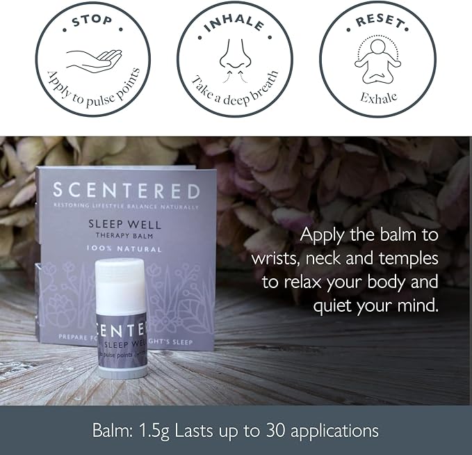 Scentered Goodnight Sleep Well Gift Set – Luxury Silk Eye Mask, Aromatherapy Pocket Balm (1.5g) & Reusable Ear Plugs in Travel-Friendly Gift Tin