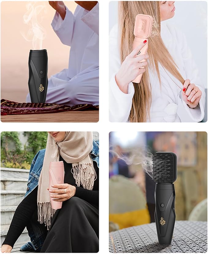 Portable Arabian Rechargeable Electronic Incense Burner High-Tech Aromatherapy Comb USB Portable Incense Burner Electric Aroma Diffuser Handheld Electric for Muslim Ramadan (Black)