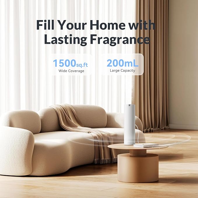 Aromadd Scent Diffuser Starter Kit – Waterless Essential Oil Diffuser for Home, 1500 Sq.Ft Coverage Scent Air Machine, Smart Auto Mode Hotel Collection Diffuser with Cold Air Tech (White)