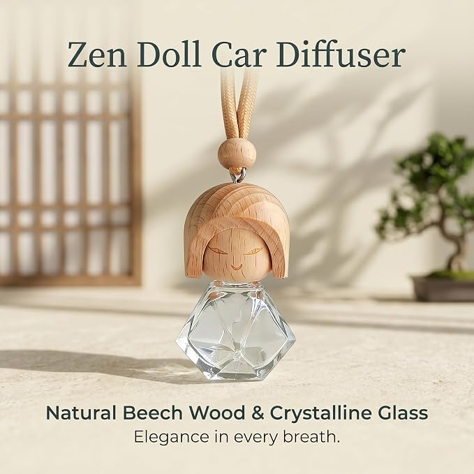 Car Air Freshener 2 Pack, Refillable Empty Glass Bottle Hanging Diffuser for Essential Oils, Car Fresheners DIY Scent, Car Accessories for Women & Men, Cute Aromatherapy Pendant Decor-A5