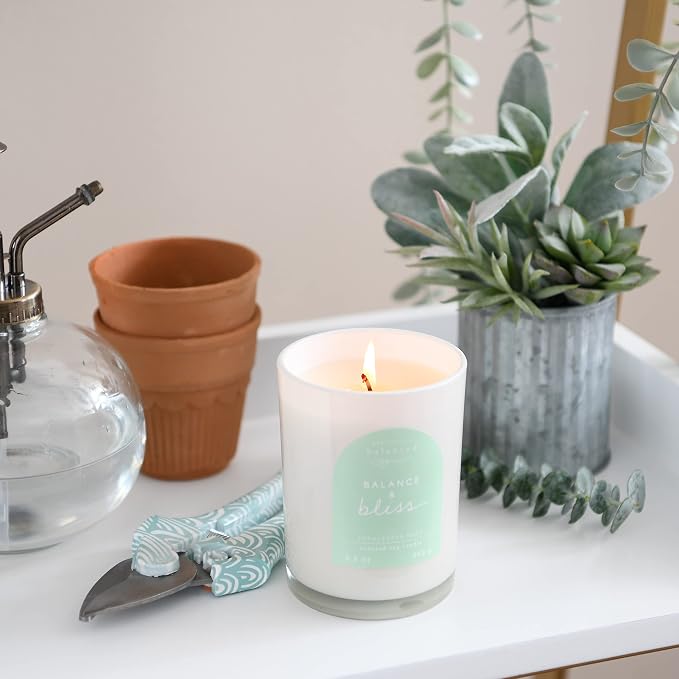 Scented Lidded Glass Soy Candle, Balance + Bliss, 9.3 oz.