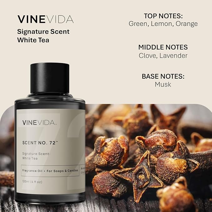 VINEVIDA [4oz] White Tea Fragrance Oil for Candle Making and Soap Making - Premium Candle Scents for Soy Candles