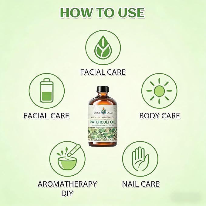 EVOKE OCCU Patchouli Essential Oil for Diffuser Skin Fragrance DIY Candle Soap Making - 4 FL Oz