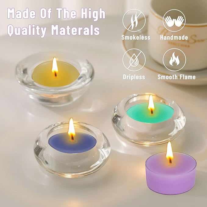 12 Pack Hand-Poured Dark Scented Tea Light Candles 5 Color Smokeless Small Round Tealight Candles for Relaxation Yoga Meditation Home Decor Romantic Dinners & Ambiance