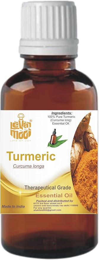 LEVENMOOI Turmeric (Curcuma Longa) Pure & Natural Therapeutic Grade Essential Oil Glass with Dropper (50ml)