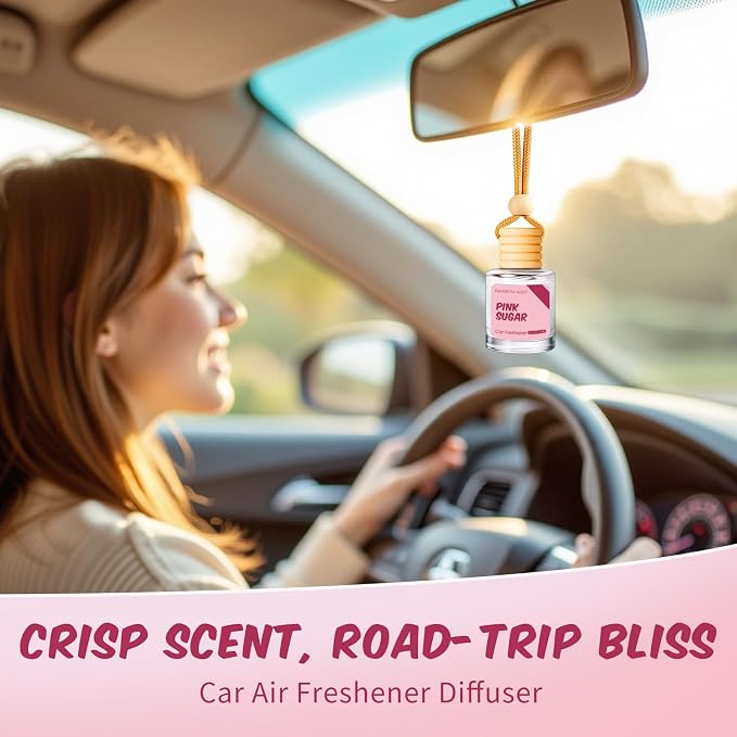 RAINBOW ABBY Car Air Freshener Hanging, Pink Sugar Fragrance Oil