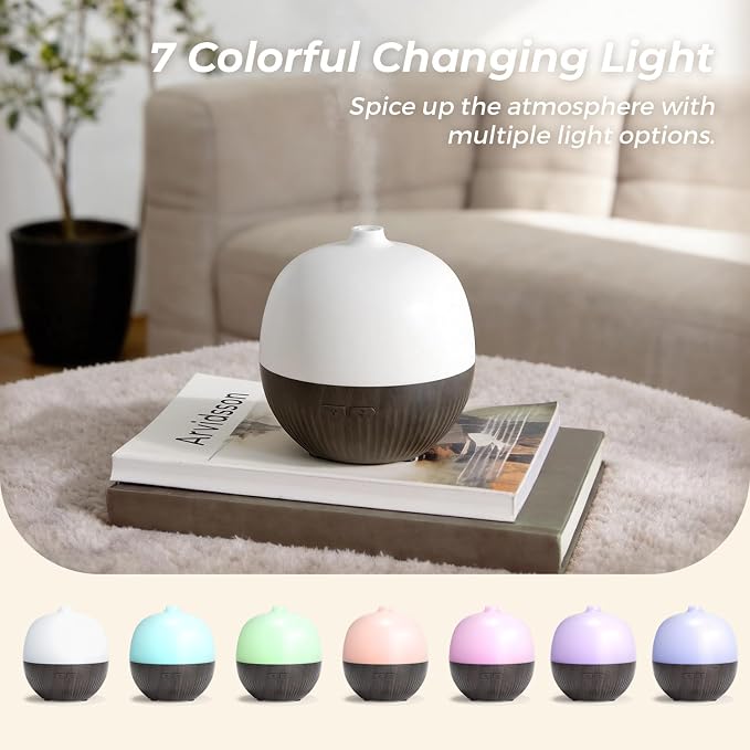ARVIDSSON Essential Oil Diffuser, 100ml Aromatherapy Diffuser with Mood Light, Ultrasonic Oil Diffusers for Home, Small Diffuser for Essential Oils, Gift for Women - Dark Wood