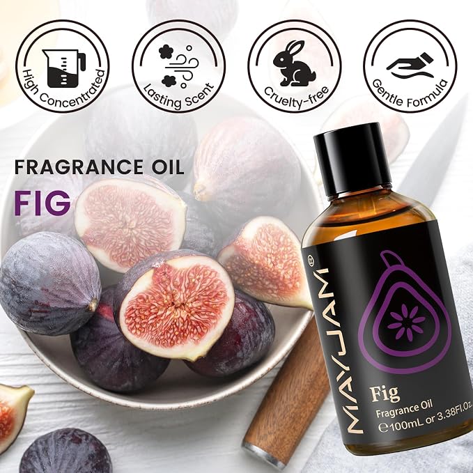 MAYJAM 100ML/3.38FL.OZ Fig Fragrance Oils with Glass Dropper, Essential Oils for Diffusers for Home, Long Lasting Scented Oils for Diffusers Soap Candle Making