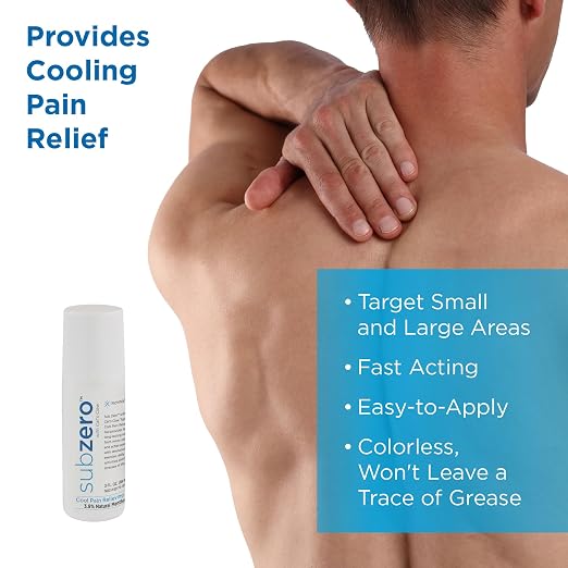 Sub Zero Cooling Pain Relief Gel, 3oz Roll-On - Joint Relief and Nerve Pain Relief Cream for Muscle Deep Pain Relief, Back Pain Relief Products