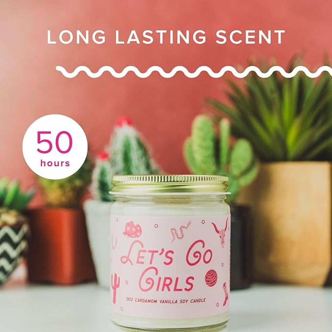 Austy Lou Let’s Go Girls Scented Jar Candle, Cardamom Vanilla with Tonka, Cedar & Spices, 9 oz Soy Wax Candle, Cotton Wick, Vegan & Phthalate-Free