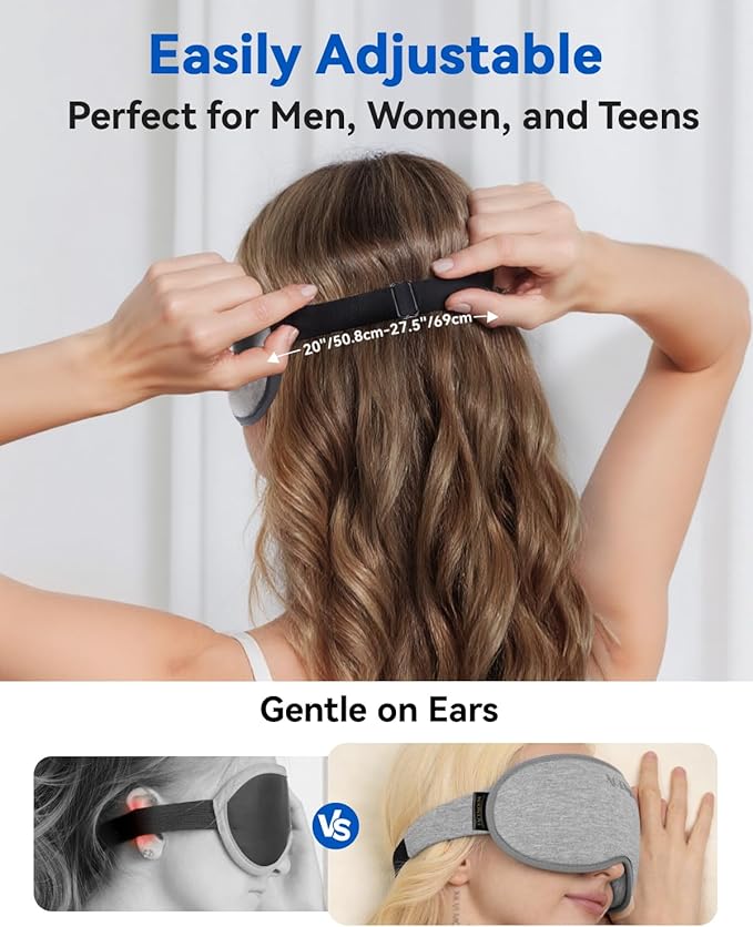 Weighted Eye Mask for Sleeping - 3D Blackout Sleep Mask for Women Men, Zero Eye Pressure, Lash-Friendly, Adjustable Strap, Airplane Travel Essentials for Long Flight & Road Trip, Meditation Mask(Gray)