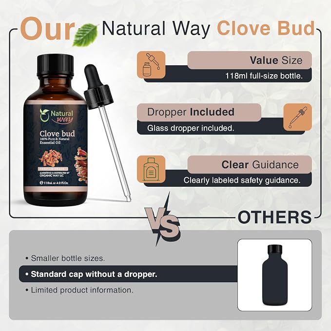 Clove Bud Essential Oil for Diffusers | Natural Aroma Oil for Home Fragrance, Humidifier & DIY Candle Making, Long Lasting Scent for Office, Bedroom & Soothing Scent 4 Fl Oz (120 mL)
