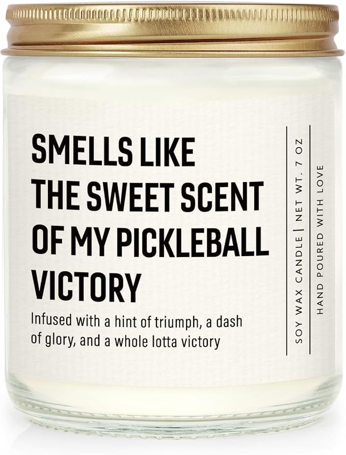 Shqiueos Funny Pickleball Gifts for Women - Smells Like Pickleball Victory Candle 7oz Lavender Scented, Gifts for Pickleball Lovers Players, Pickleball Tournament or Birthday Gift