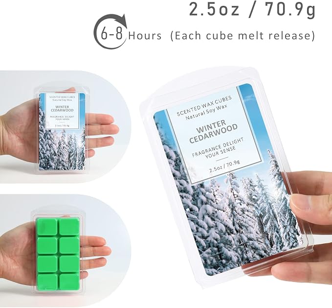 SCENTORINI Wax Melts Wax Cubes, Winter Cedarwood Candle Wax Melts Strong Scent, Soy Scented Wax Melts for Wax Warmer Christmas Home Decor, 2 x 2.5 oz