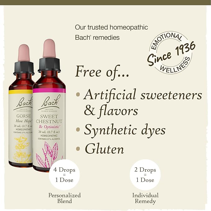 Bach Original Flower Remedies, Hope and Joy Kit, For Comfort and Optimism, Natural Homeopathic Flower Essence, Holistic Wellness, Vegan, 3 x 20mL Droppers