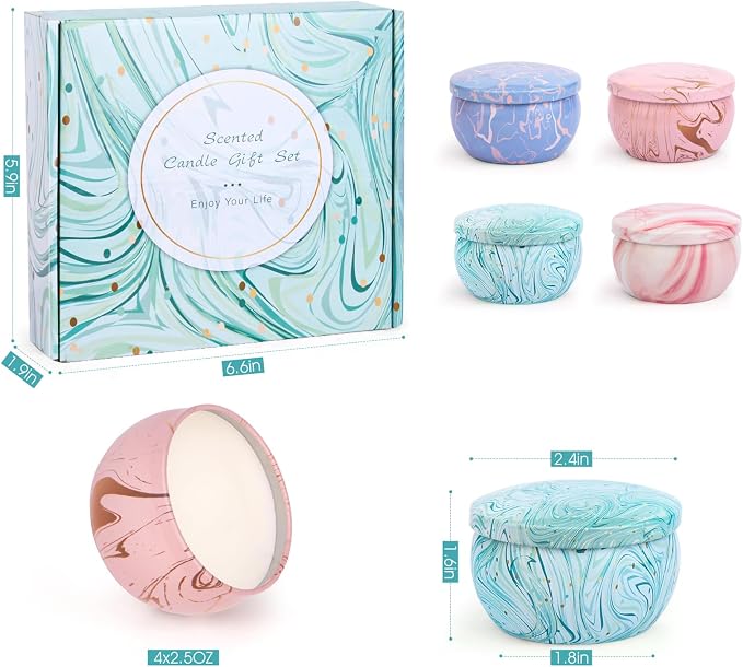 Candle Gifts,Scented Candles Christmas Gift Set for Women, 4 Pack Aromatherapy Candles for Home Scented, Natural Soy Wax Candles Gift Set for Birthday, Mother's Day, Christmas, Valentine's Day