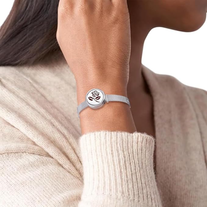 Essential Oil Diffuser Bracelet Aromatherapy Locket Adjustable Stainless Steel Rose Watch Chain Bracelet with 10 Pcs Refill Pads for Women
