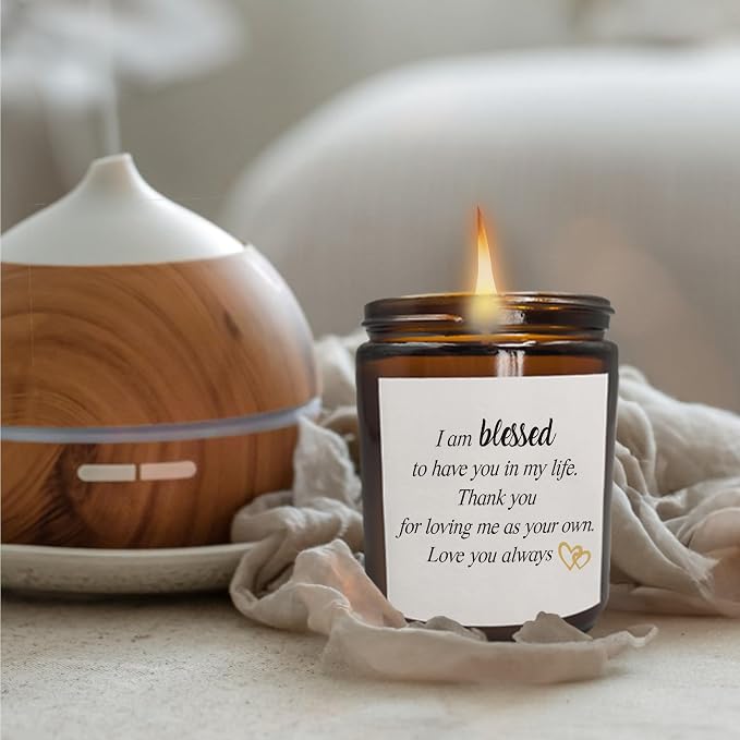 Mancheng-zi Bonus Mom Gifts, Stepmom Gifts, Mother in Law Gifts, Bonus Mom Stepmom Mother in Law Gifts from Daughter Son, Thank You for Loving Me As Your Own Scented Candles