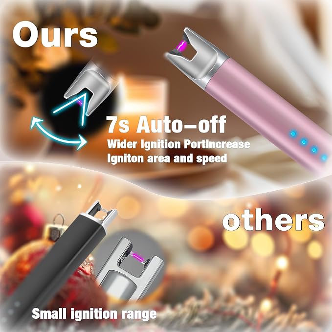 2 Pack Electric Candle Lighter USB Rechargeable Lighters Windproof Plasma Arc Lighters Flameless Type C Long Lighter with Safety Switch for BBQ Camping Birthday Fireworks(Pink+Blue)