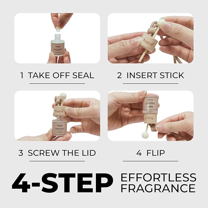 Hanging Car Air Freshener 3 Count, 8 ml Each, Sandalwood Scent, Natural Odor Eliminator Essential Oil Diffuser, Gentle Soft Elegant Non-Overpowering Fragrance