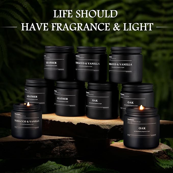 9 Pack Scented Candles Set Gifts for Men, Aromatherapy Candle Set with Scents （Tobacco & Vanilla/Apple Cinnamon/Amber）- Gift for Dad, Boyfriend, Birthday, Father’s Day, Anniversary
