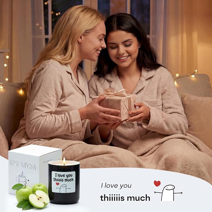 Jar Candles Gifts for Men Women, Apple Cinnamon Candles Aromatherapy Candle for Mom Girlfriends Lovers, Funny Candles for White Elephant Fathers Mothers Day Birthday Valentines
