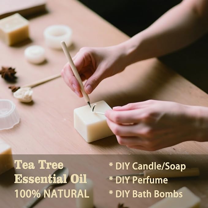 Tea Tree Essential Oil, Tea Tree Oil for Cleaning, Diffuser, Humidifier, DIY Soap, Candle, Skin Care, Home, Gift Ready,Tea Tree Fragrance Oil - MLYNKL Essential Oils (4.33 fl oz / 130ml)