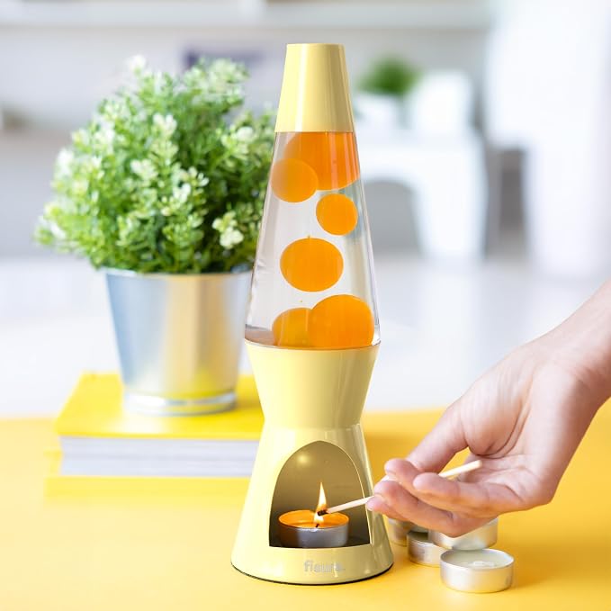 Fisura - Magma lamp with Candle for Adults Without Electricity. Candle lamp, Friendly with the Nature Lamps. Original Gift. 11.4 in x 3.3 in (Candles not Included) (Yellow)