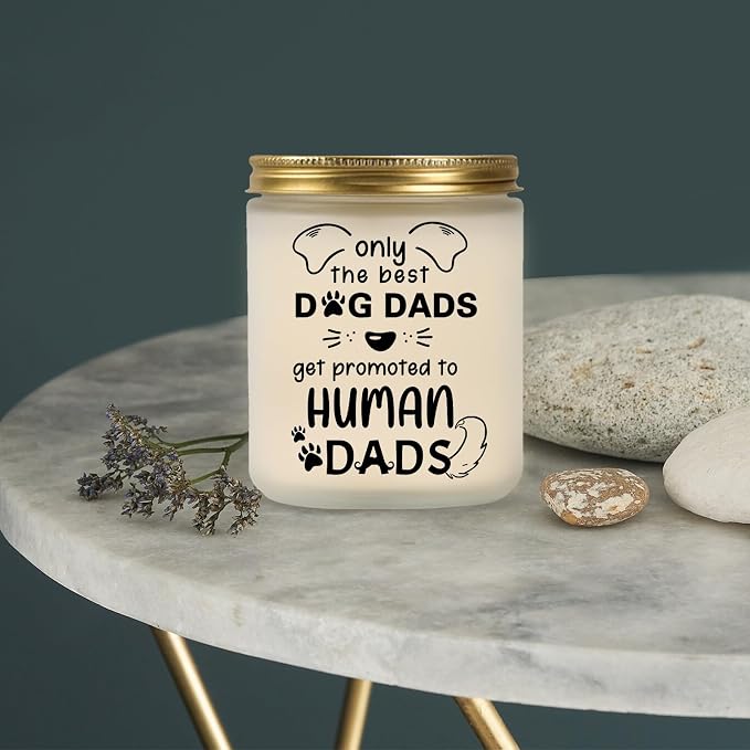 New Dad Gifts, Dog Print Lavender Scented Candle - Fathers Day Gift for First Time Dad