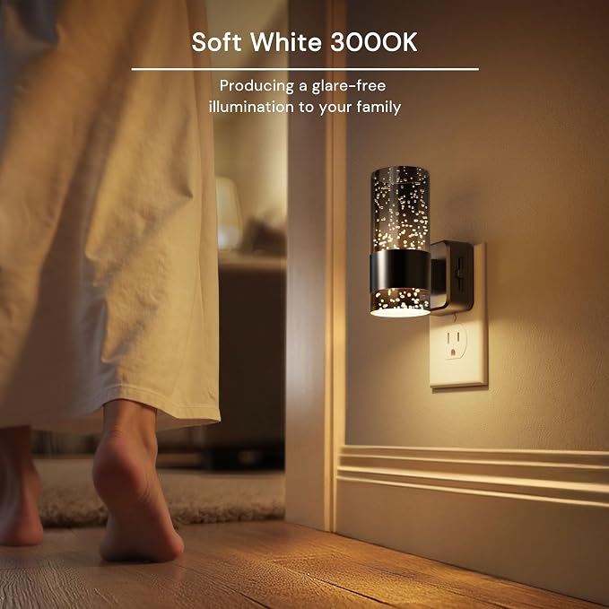 L LOHAS LED Night Lights Plug into Wall, Acrylic Bubble Night Light,Dimmable Nightlight with 0-100 LM, 3000K Plug in Night Light with Dusk to Dawn Sensor, for Bathroom Hallway Bedroom