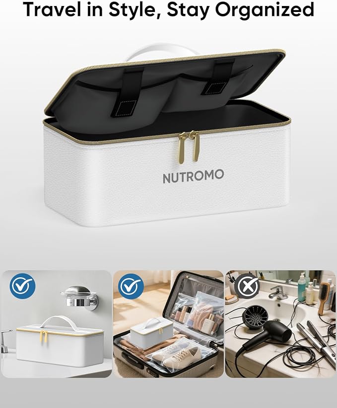 NUTROMO Hair Dryer with Carry Case, 3 Min Fast Drying-160000 RPM Professional High-Speed Ionic Blow Dryer 200 Millions Negative Ionic, Low Noise Hairdryer with Diffuser Nozzle for Home&Travel, White
