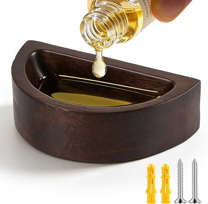 Carbonized Acacia Wood Sauna Aromatherapy Bowl, Sauna Oil Cup Sauna Oil Holder Essential Oil Fragrance Diffuser Bowl for Home Sauna and Steam Sauna, Easy-Clean Slow-Release Sauna Accessories