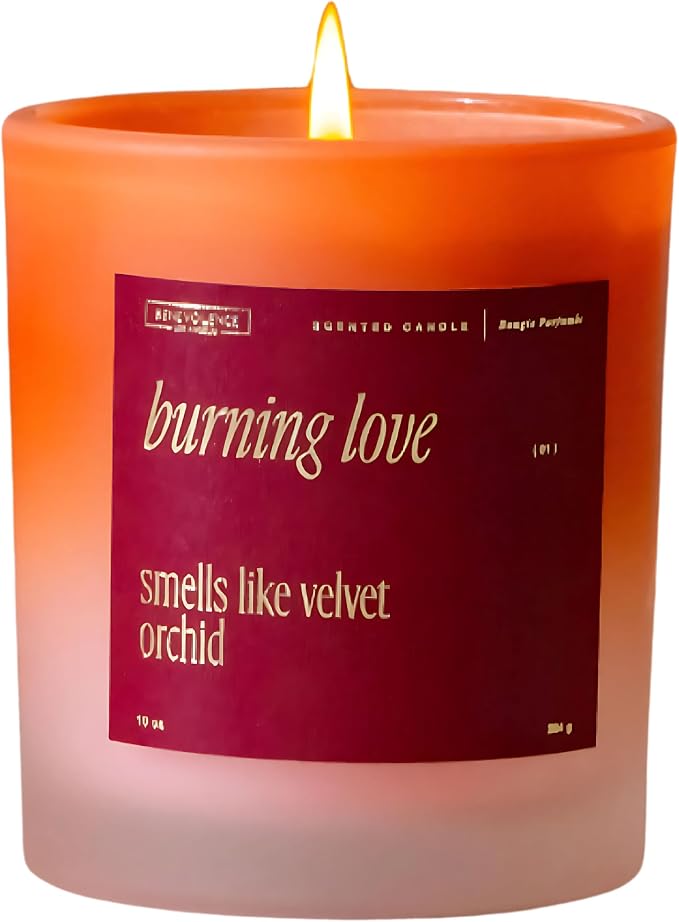 Benevolence LA Burning Love Scented Candles | 10 oz, 40-50 Hour Burn, Love Candle for Women | Romantic Gifts for Women and Men | Gift for Husband, Wife, Girlfriend | Christmas Candles - Velvet Orchid