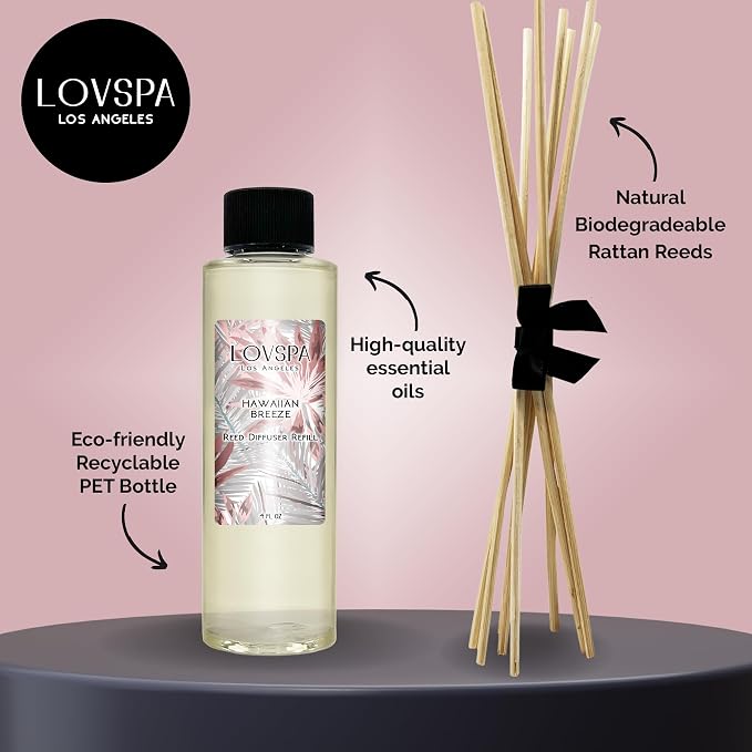 Hawaiian Breeze Diffuser Oil - Luxury Essential Oils for Diffuser Refill & Air Freshener Room Spray - Long-Lasting & Natural Home Fragrance, Scented Oil for Diffusers, USA Made, 4oz