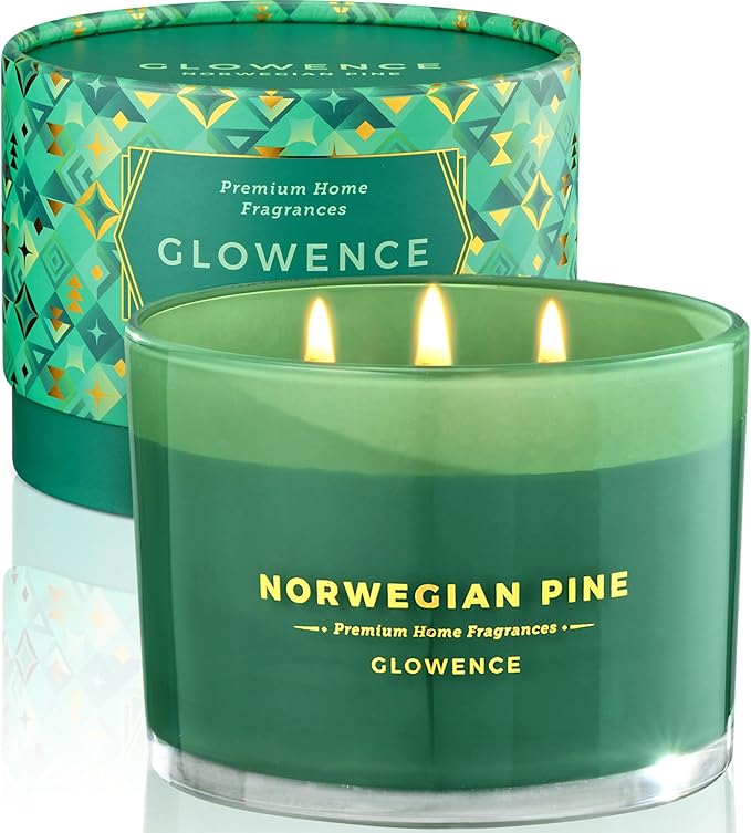 Luxury Pine Scented Candle - Housewarming Christmas Candle for Home - Elegant Gift for Women & Men - Large 3 Wick Jar Candle - 100% Natural Soy Wax - Up to 40 Hours Burning Time